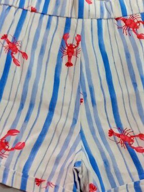 Peach Blue & White Stripe Lobster Shorts sz 5